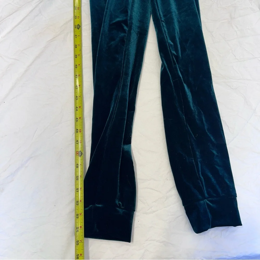 Chicme Velvet Zipper Ruched Longsleeve Jumpsuit Elastic Waistbelt Green Size M - Picture 9 of 12
